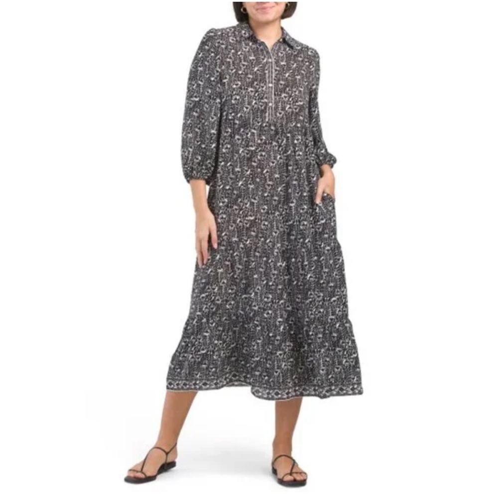 Max Studio Black and White Long Sleeve Dress